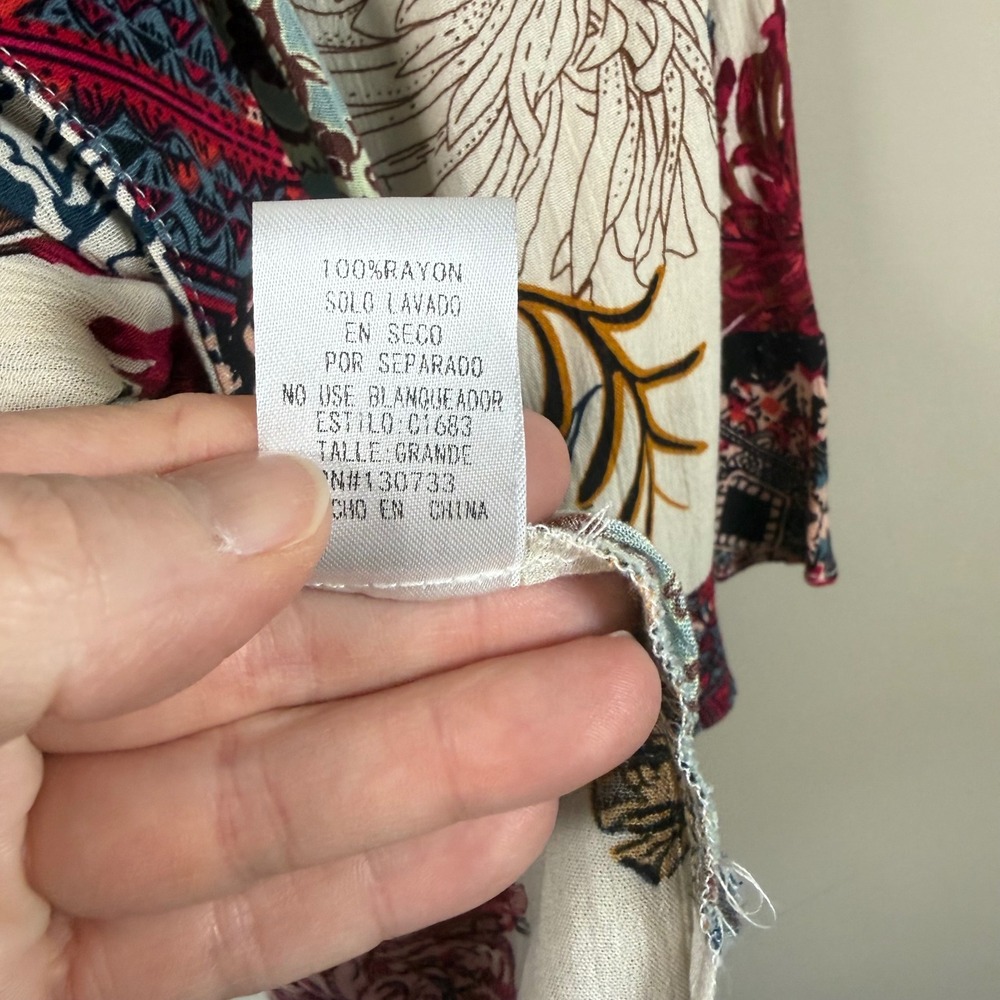 Umgee Boho Mixed Pattern Crossover V-Neck Ruffled… - image 7